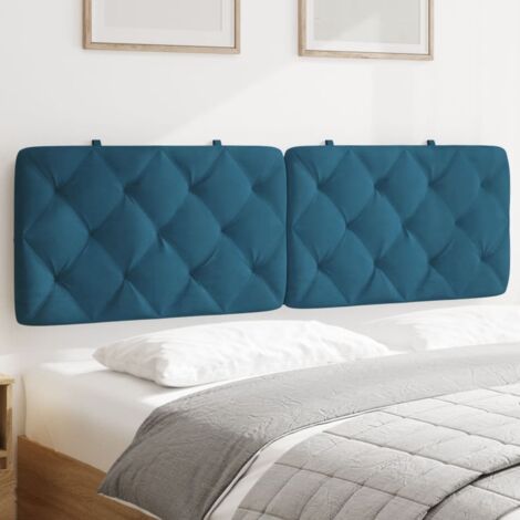 Coussin de tête de lit bleu 160cm velours