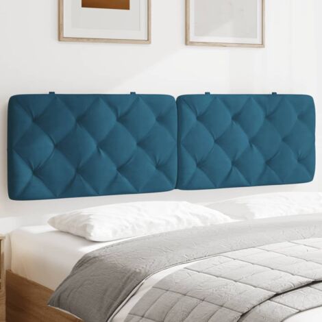 Coussin de tête de lit bleu 180cm velours