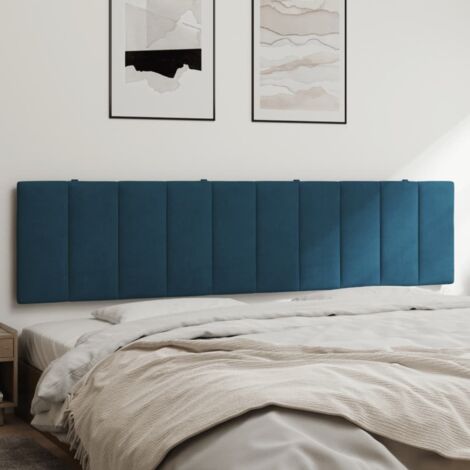 Coussin de tête de lit bleu 200cm velours