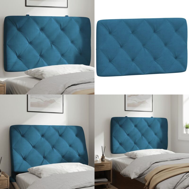 Coussin de tête de lit bleu 90 cm velours - Coussin De Têted Lit - Tête De Lit - Oreiller De Tête - Décoration Chambre - Literie - Home & Living