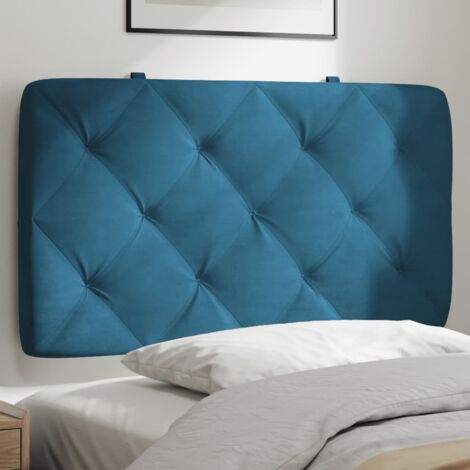 Coussin de tête de lit bleu 90cm velours