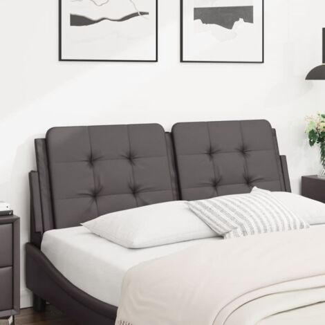 Coussin de tête de lit gris 120cm similicuir