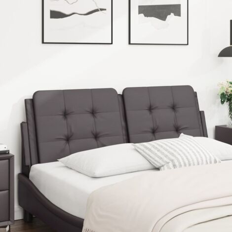 Coussin de tête de lit gris 140cm similicuir