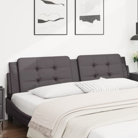 Coussin de tête de lit gris 200cm similicuir
