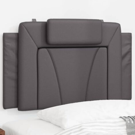 Coussin de tête de lit gris 80cm similicuir