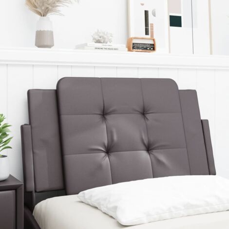 Coussin de tête de lit gris 80cm similicuir