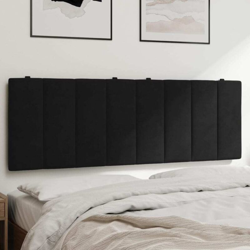 Coussin de tête de lit noir 120 cm velours