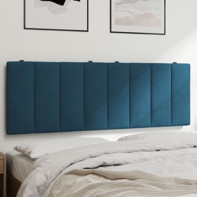 Coussin de tête de lit bleu 120 cm velours