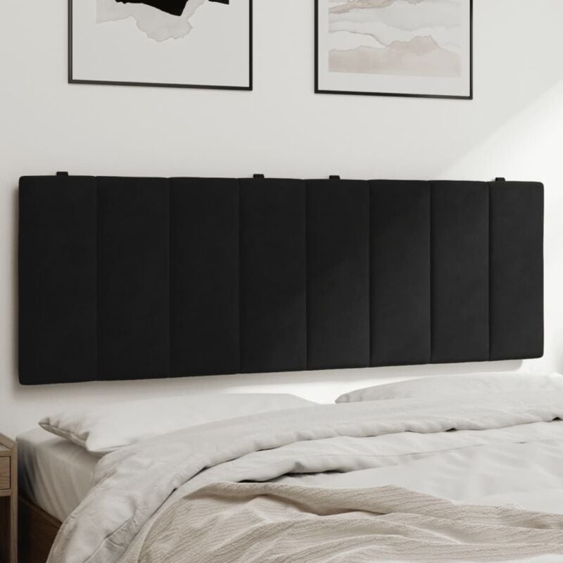 Coussin de tête de lit noir 140 cm velours