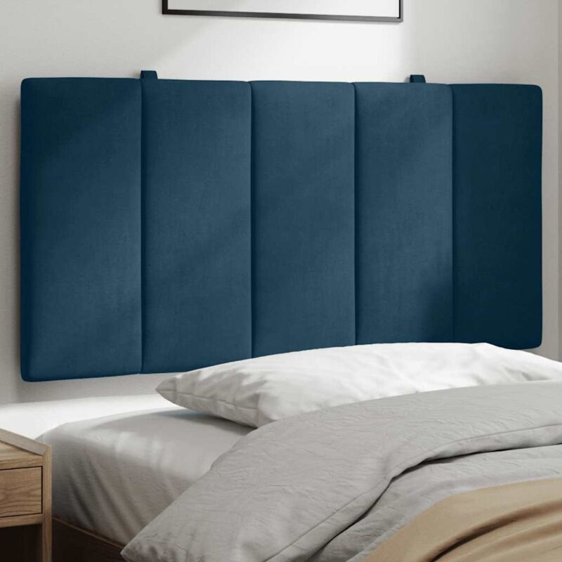 Coussin de tête de lit bleu 100 cm velours