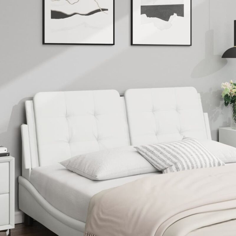 Coussin de tête de lit blanc 140 cm similicuir - Vidaxl