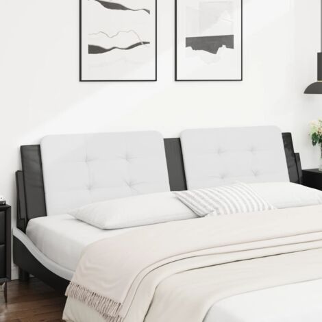 Coussin de tête de lit noir et blanc 200cm similicuir