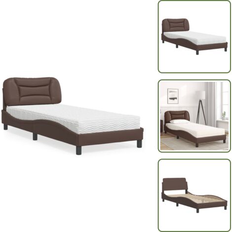 Coussin de tête - vidaXL Lit avec matelas Hvar marron 80x200 cm similicuir - Sommeil de qualité