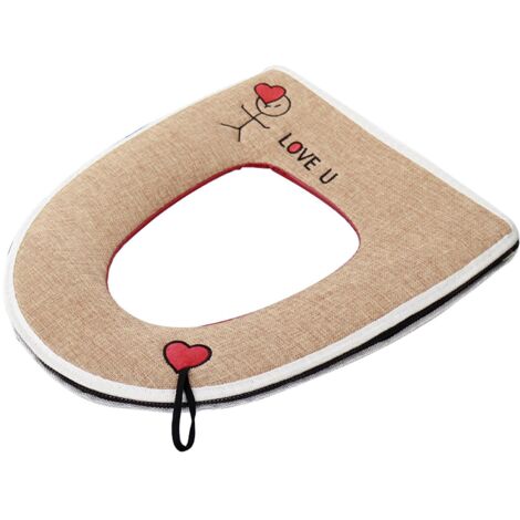 Coussin de toilette en mélange de lin sans décoloration avec longe de traction Confortable tissu doux Coussin de couvertur