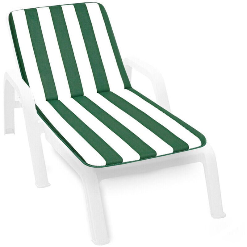 Emmevi Mv S.p.a. - Coussin de Transat Pliant Douce Housse de Place Chaise longue Motif rayé - Vert