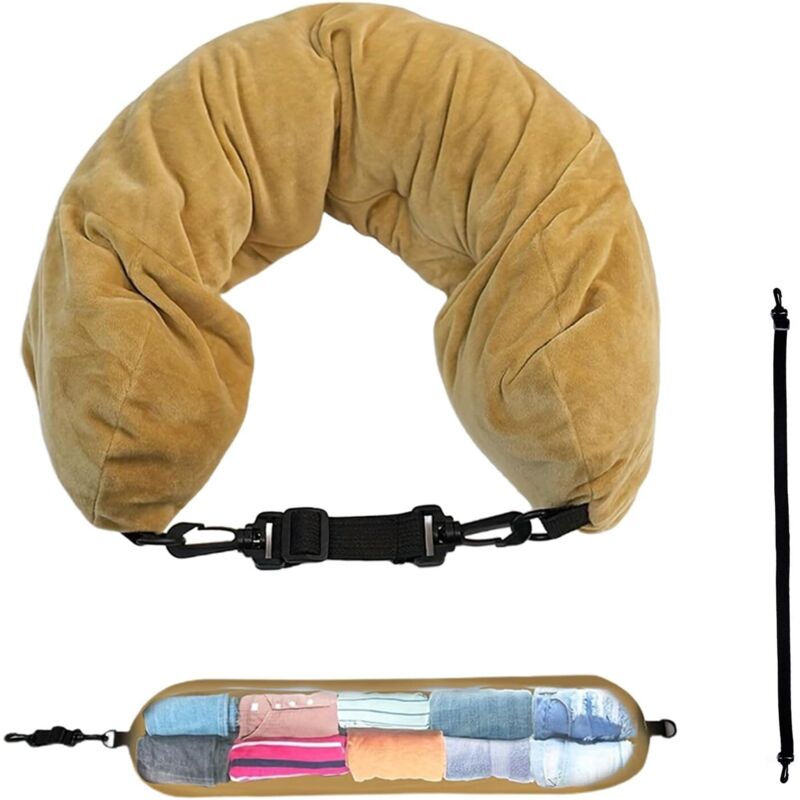 Coussin de Voyage à remplir avec des vêtements - 81 cm - Doux et rembourré - Coussin de Nuque Convertible pour Accessoires de Voyage de 3 Jours
