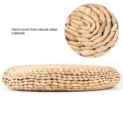 Coussin de Yoga et Méditation en Cattail Tissé Main - 40x40cm - Décoration Zen pour Tatami et Baie Vitrée