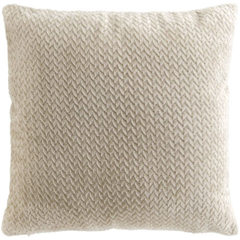 Coussin Déco 45x45 cm – Flanelle Relief Unie – Déhoussable – Beige