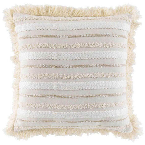 Coussin Déco à Franges "Atlas" 40x40cm Naturel