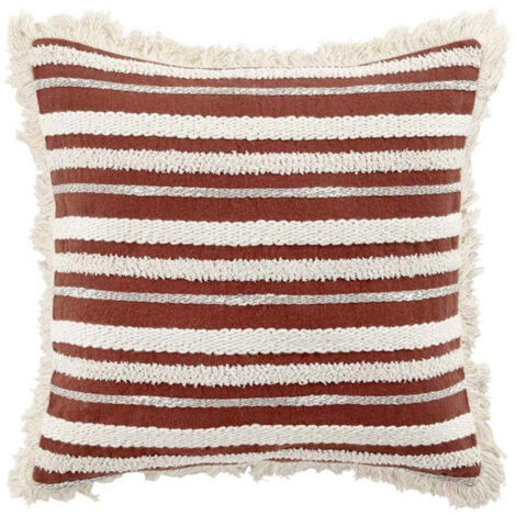 Coussin Déco à Franges "Atlas" 40x40cm Terracotta