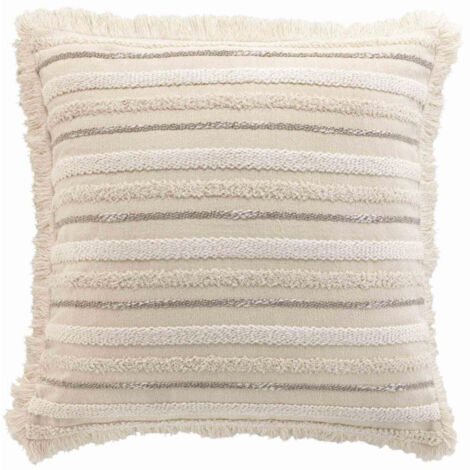 Coussin Déco à Franges "Atlas" 60x60cm Naturel