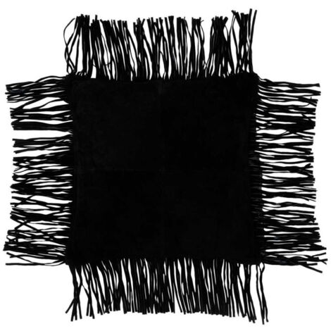 Coussin Déco à Franges "Coleman" 45x45cm Noir