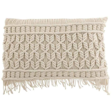 Coussin Déco à Franges "Cosy" 40x60cm Ivoire