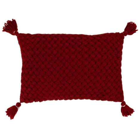 Coussin Déco à Franges "Crochet" 40x60cm Rouge