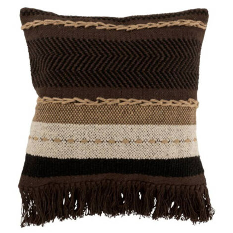 Coussin Déco à Franges "Ethnique" 45cm Marron