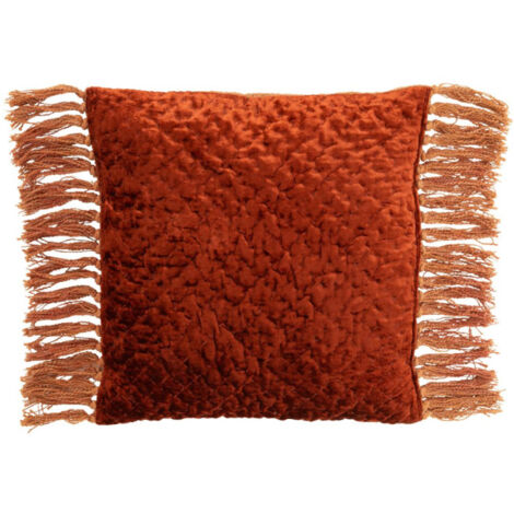 Coussin Déco à Franges "Gaufré" 45x45cm Cuivre