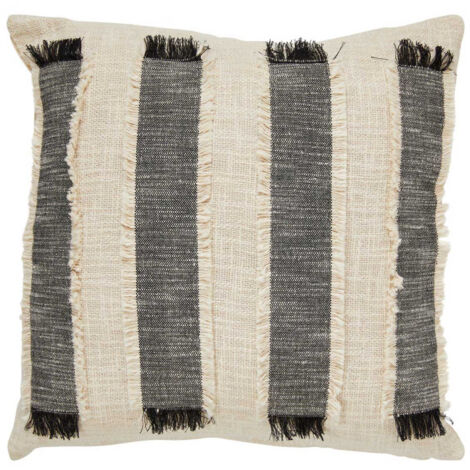 Coussin Déco à Franges "Malakite" 50x50cm Noir & Blanc