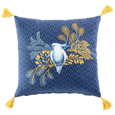 Coussin Déco à Motifs "Blue Coco" 45x45cm Bleu