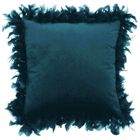 Coussin Déco à Plumes "Marlène" 40x40cm Bleu