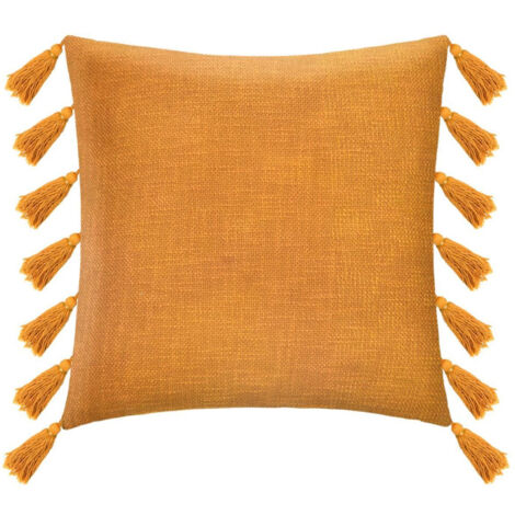 Coussin Déco à Pompons "Gypsy" 50x50cm Ocre