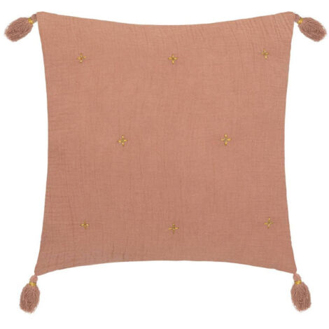Coussin Déco à Pompons "Millo" 40x40cm Rose