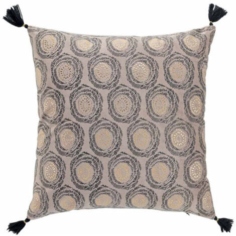 Coussin Déco à Pompons "Onyxia" 45x45cm Naturel