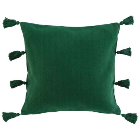 Coussin Déco à Pompons "Tasselina" 45x45cm Vert