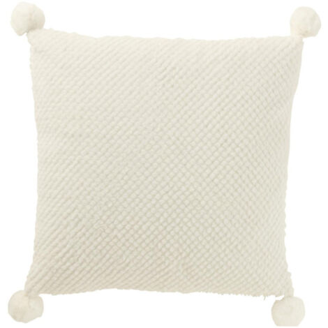 Coussin Déco à Pompons "Ulysse" 45x45cm Blanc
