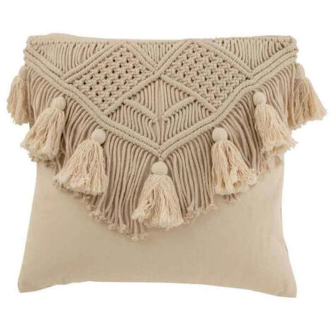 Coussin Déco avec Franges "Cosy" 45x45cm Beige