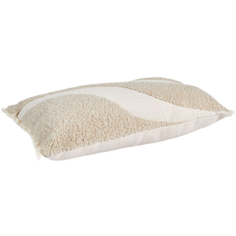 Coussin Déco "Bouclette" 30x50cm Beige & Blanc