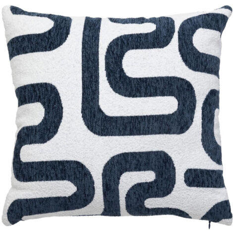Coussin Déco Chenille "Safina" 40x40cm Bleu Égéen