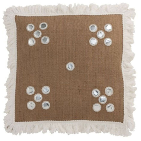 Coussin Déco en Jute "Miroirs" 45x47cm Naturel