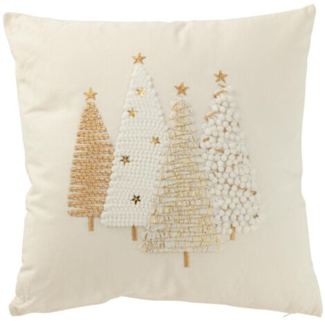 Coussin Déco en Relief "Sapin" 45x45cm Blanc