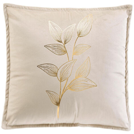Coussin Déco en Velours "Oxalis" 45x45cm Beige