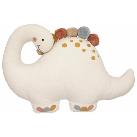 Coussin Déco Enfant Dinosaure 40cm Ivoire