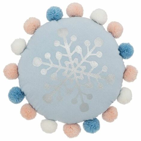 Coussin Déco Enfant Hiver 33cm Bleu
