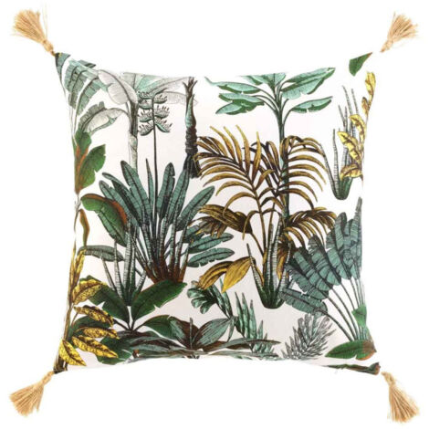 Coussin Déco Imprimé "Balinesia" 50x50cm Naturel