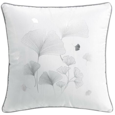 Coussin Déco Imprimé "bloomy" 40x40cm Blanc