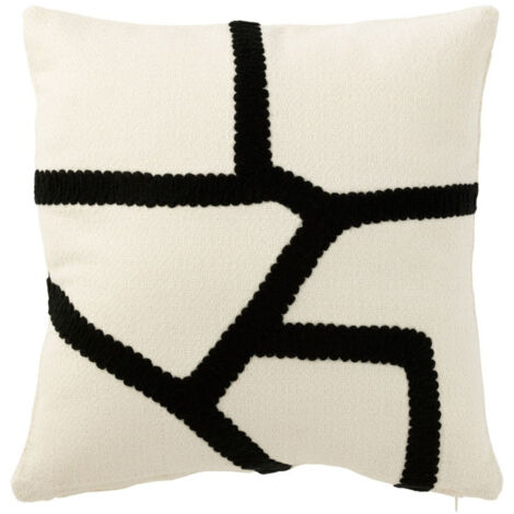 Coussin Déco "Ligne" 43x43cm Blanc & Noir