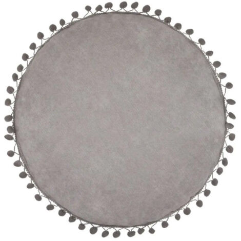 Coussin Déco "Pompons" 40cm Gris Clair